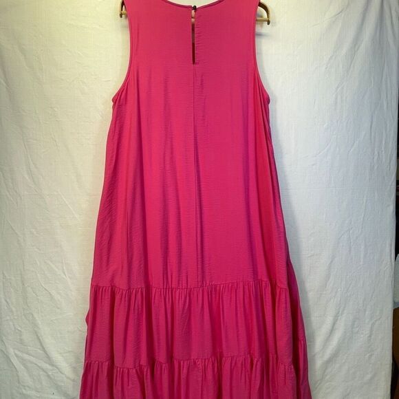 Anthropologie Maeve Hot Pink Sleeveless Marlene High Low Tiered Dress Size Large - Picture 8 of 9